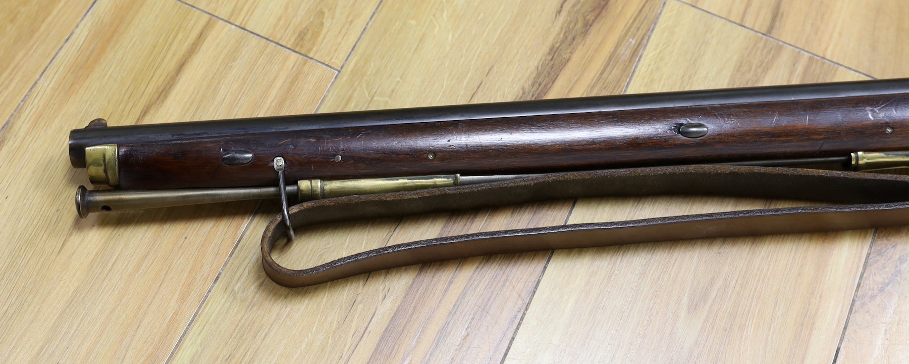 A Brown Bess East India Company musket, refubished, with later bayonet